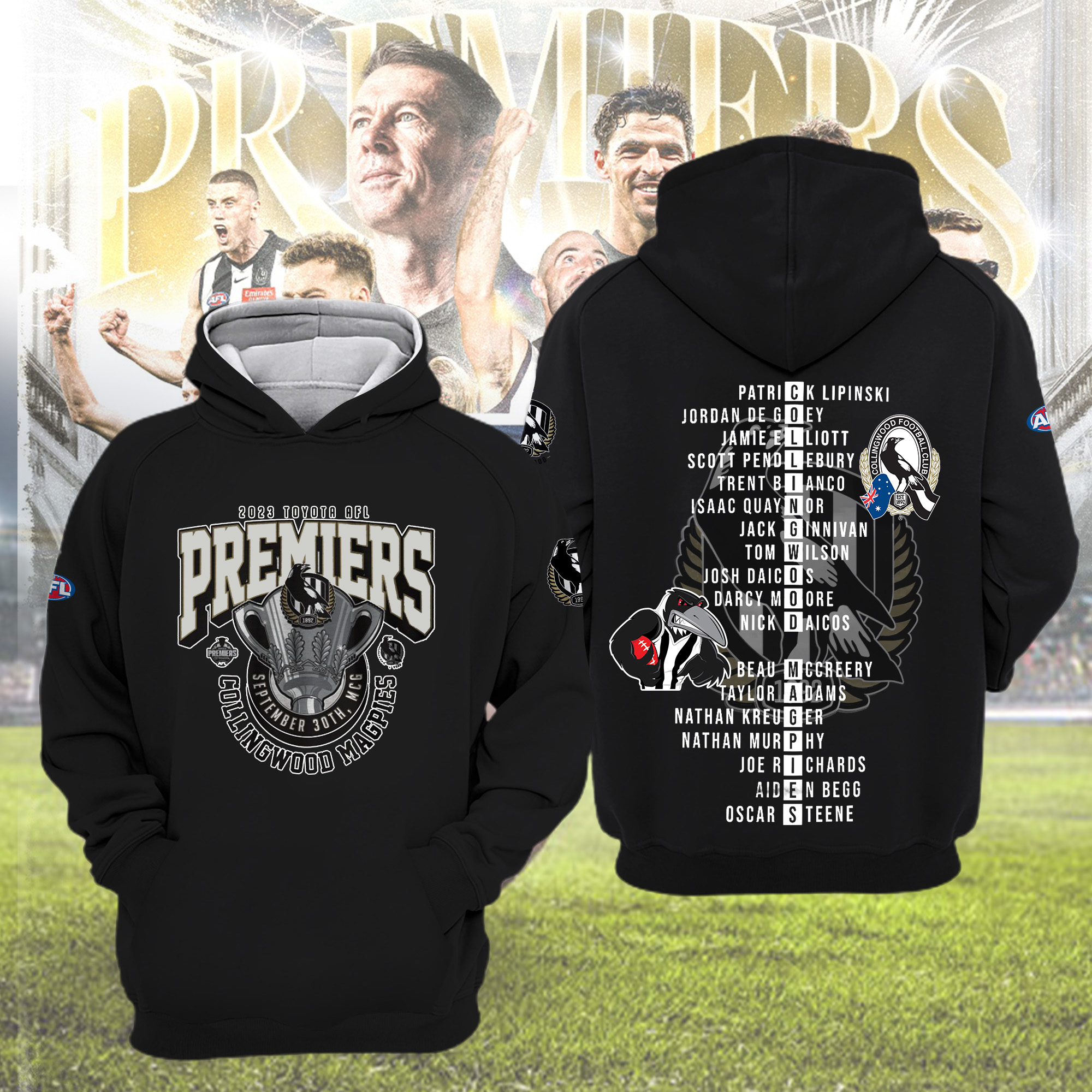 Collingwood Magpies Champions Hoodie Limited Editionss TL CM27102023M39 ...